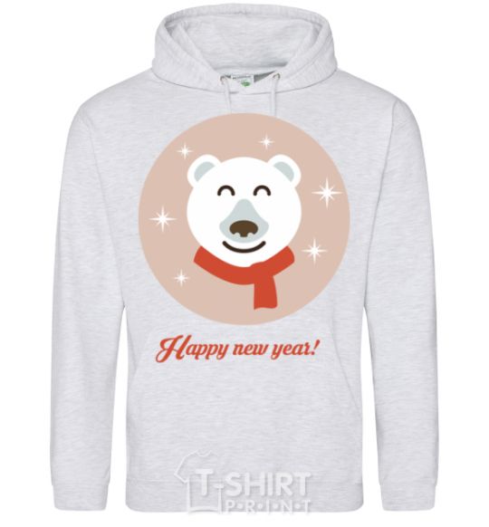 Men`s hoodie New year teddy round sport-grey фото