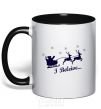 Mug with a colored handle I BELIEVE IN SANTA black фото