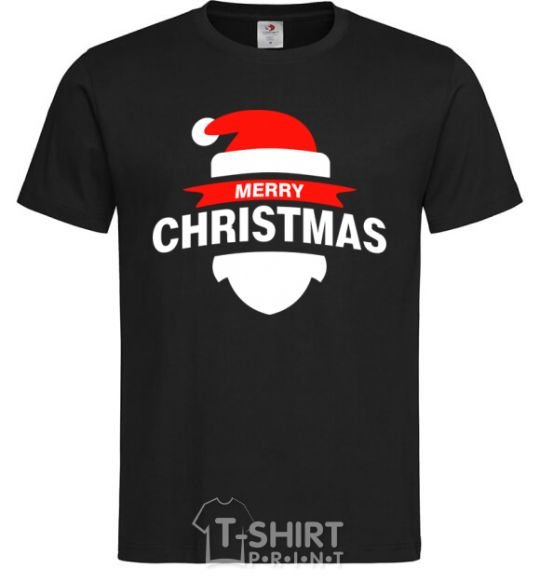 Men's T-Shirt Merry Christmas santa hat black фото