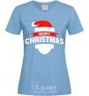 Женская футболка Merry Christmas santa hat Голубой фото