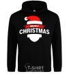 Men`s hoodie Merry Christmas santa hat black фото