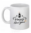 Ceramic mug HAPPY NEW YEAR Christmas tree White фото