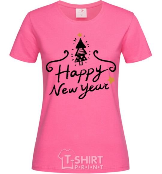 Women's T-shirt HAPPY NEW YEAR Christmas tree heliconia фото