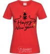 Women's T-shirt HAPPY NEW YEAR Christmas tree red фото