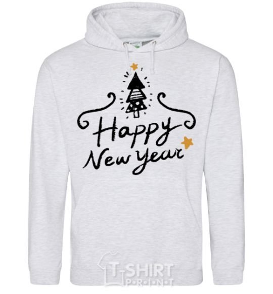 Men`s hoodie HAPPY NEW YEAR Christmas tree sport-grey фото