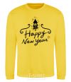 Sweatshirt HAPPY NEW YEAR Christmas tree yellow фото