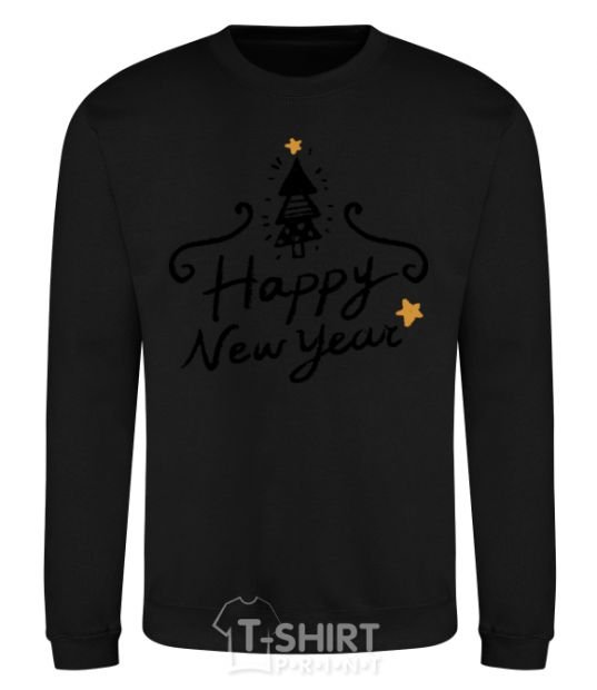 Sweatshirt HAPPY NEW YEAR Christmas tree black фото