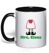 Mug with a colored handle Mrs. Claus black фото