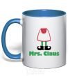 Mug with a colored handle Mrs. Claus royal-blue фото