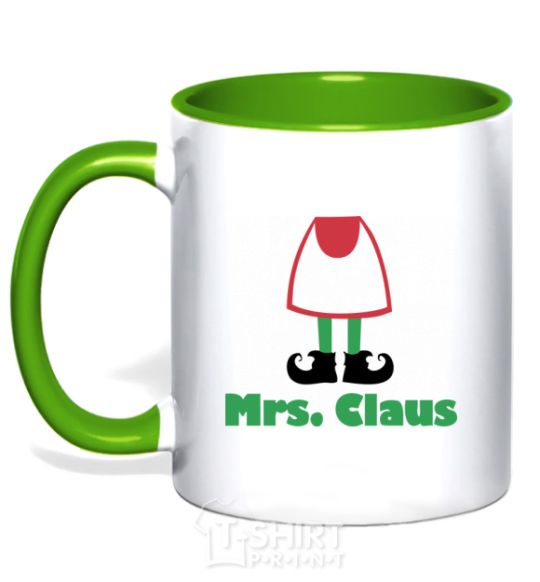 Mug with a colored handle Mrs. Claus kelly-green фото