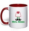 Mug with a colored handle Mrs. Claus red фото