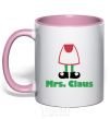 Mug with a colored handle Mrs. Claus light-pink фото