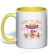 Mug with a colored handle Rooster 2018 yellow фото
