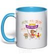 Mug with a colored handle Rooster 2018 sky-blue фото