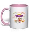 Mug with a colored handle Rooster 2018 light-pink фото