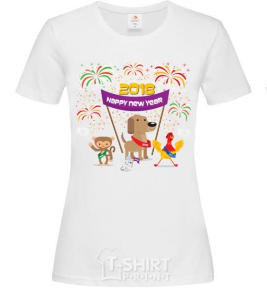 Women's T-shirt Rooster 2018 White фото