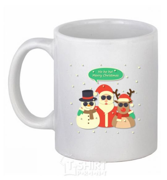 Ceramic mug Deer snowman and santa White фото