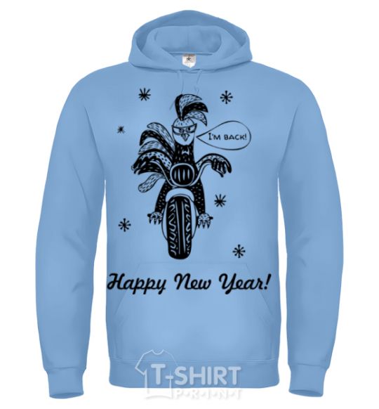 Men`s hoodie Rooster sky-blue фото