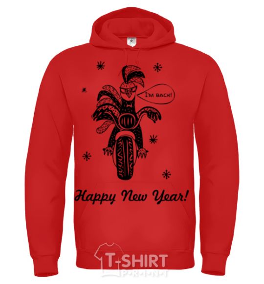 Men`s hoodie Rooster bright-red фото