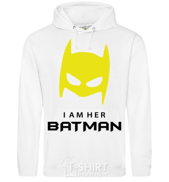 Men`s hoodie I'm her batman White фото
