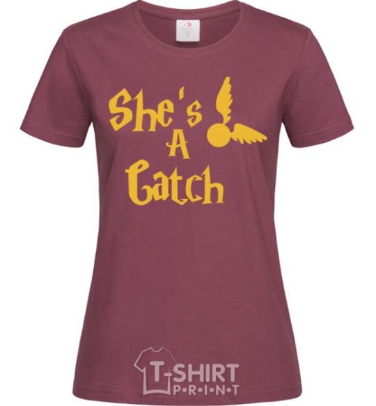 Women's T-shirt Catch burgundy фото