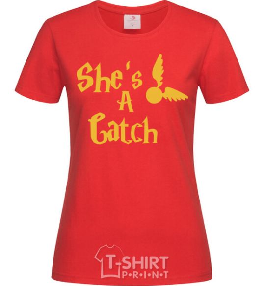 Women's T-shirt Catch red фото