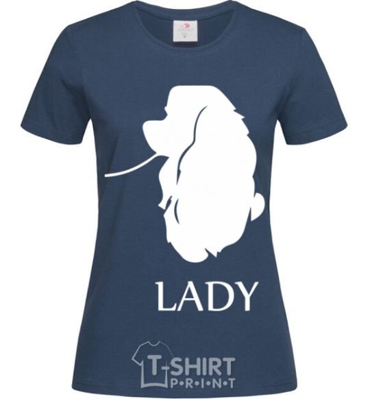 Women's T-shirt Lady dog navy-blue фото