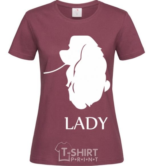 Women's T-shirt Lady dog burgundy фото
