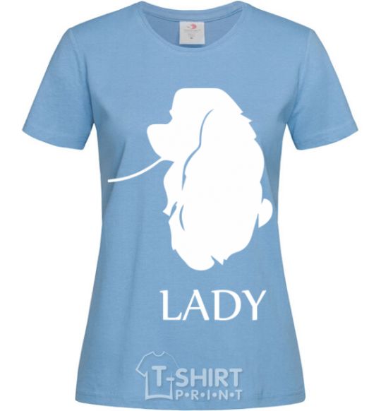 Women's T-shirt Lady dog sky-blue фото