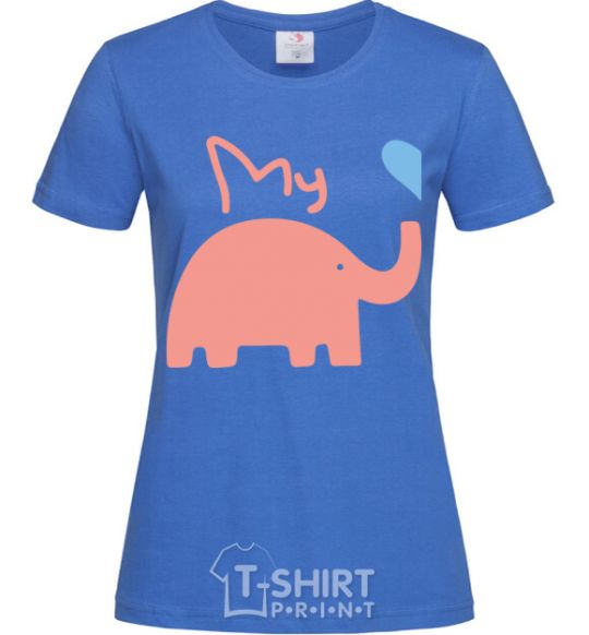 Women's T-shirt LOVELY ELEPHANT royal-blue фото
