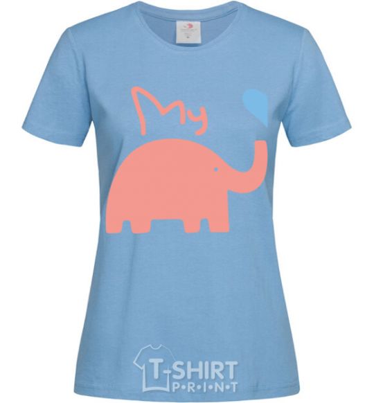 Women's T-shirt LOVELY ELEPHANT sky-blue фото