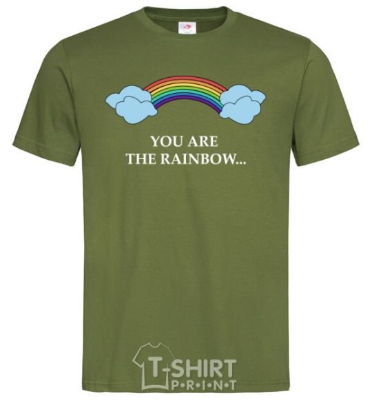 Мужская футболка You are the rainbow Оливковый фото