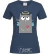 Women's T-shirt ANGEL CAT navy-blue фото