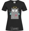 Women's T-shirt ANGEL CAT black фото