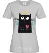 Women's T-shirt ANGEL CAT grey фото