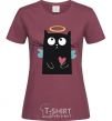Women's T-shirt ANGEL CAT burgundy фото