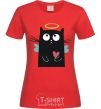 Women's T-shirt ANGEL CAT red фото