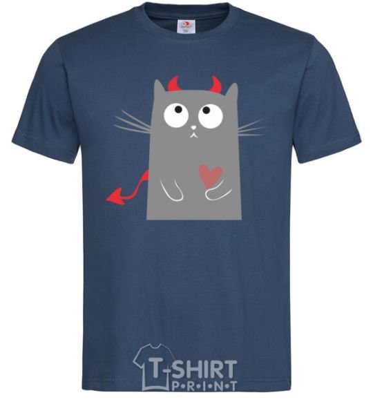 Men's T-Shirt DEVIL CAT navy-blue фото