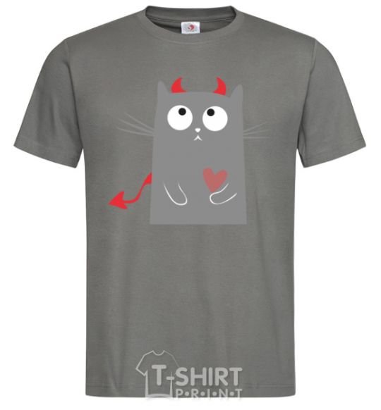 Men's T-Shirt DEVIL CAT dark-grey фото