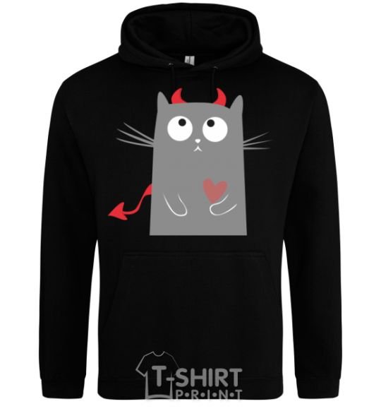 Men`s hoodie DEVIL CAT black фото