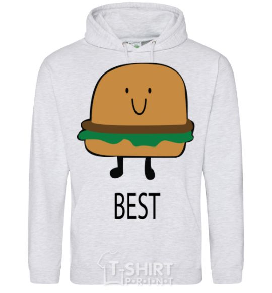 Men`s hoodie BEST Burger sport-grey фото