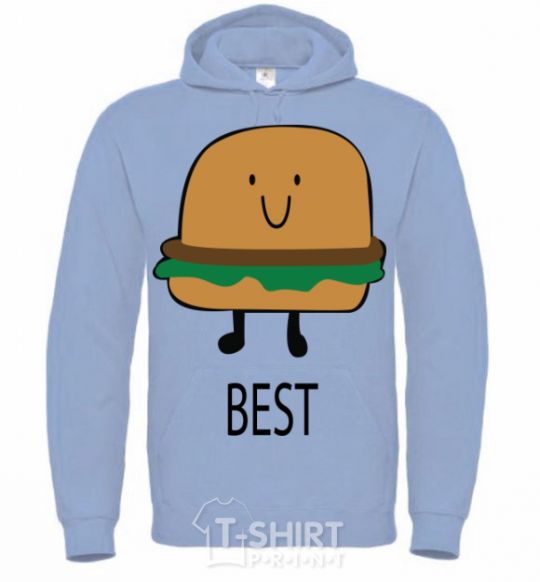 Men`s hoodie BEST Burger sky-blue фото