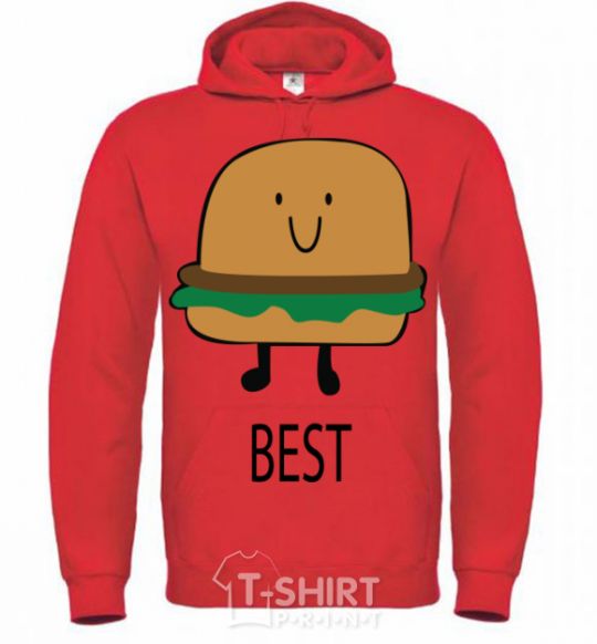 Men`s hoodie BEST Burger bright-red фото