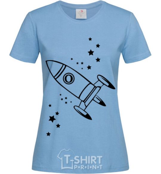 Women's T-shirt STARRY ROCKET sky-blue фото