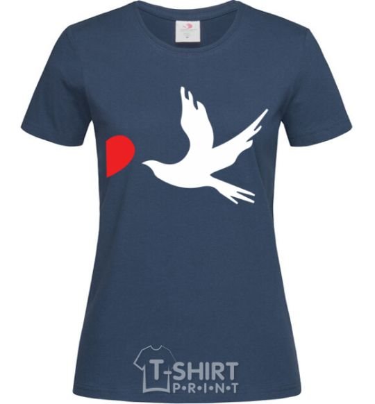 Women's T-shirt BIRDS navy-blue фото