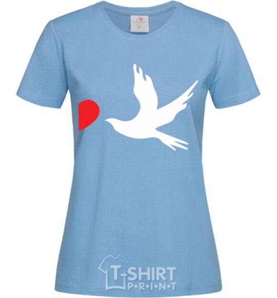 Women's T-shirt BIRDS sky-blue фото