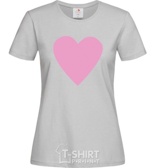 Women's T-shirt PINK HEART grey фото