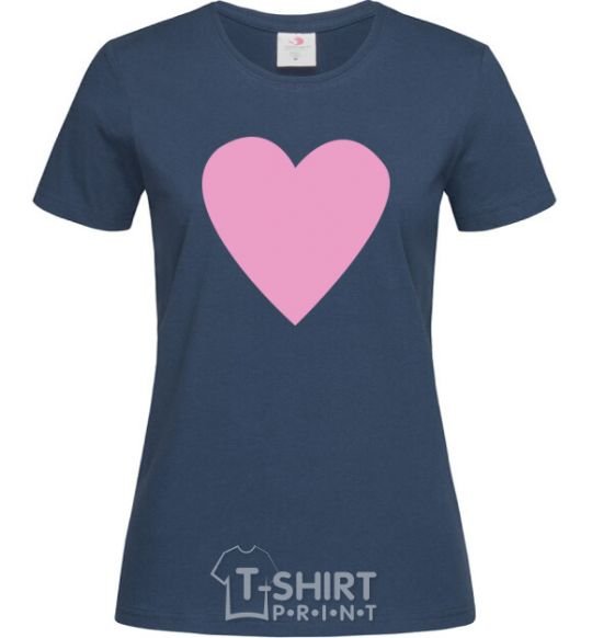 Women's T-shirt PINK HEART navy-blue фото