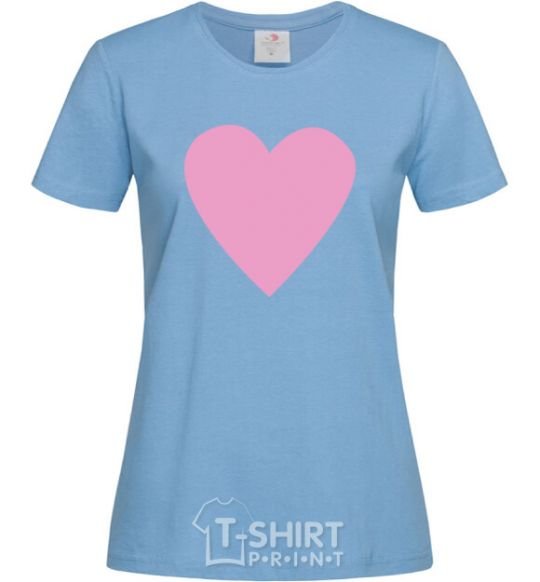 Women's T-shirt PINK HEART sky-blue фото