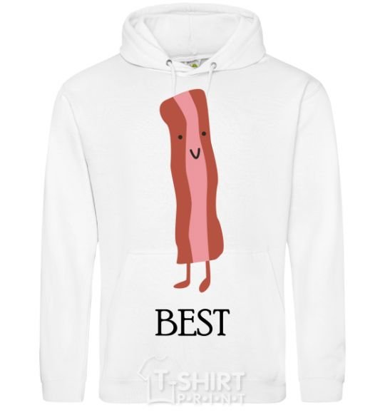 Men`s hoodie Best Bacon White фото